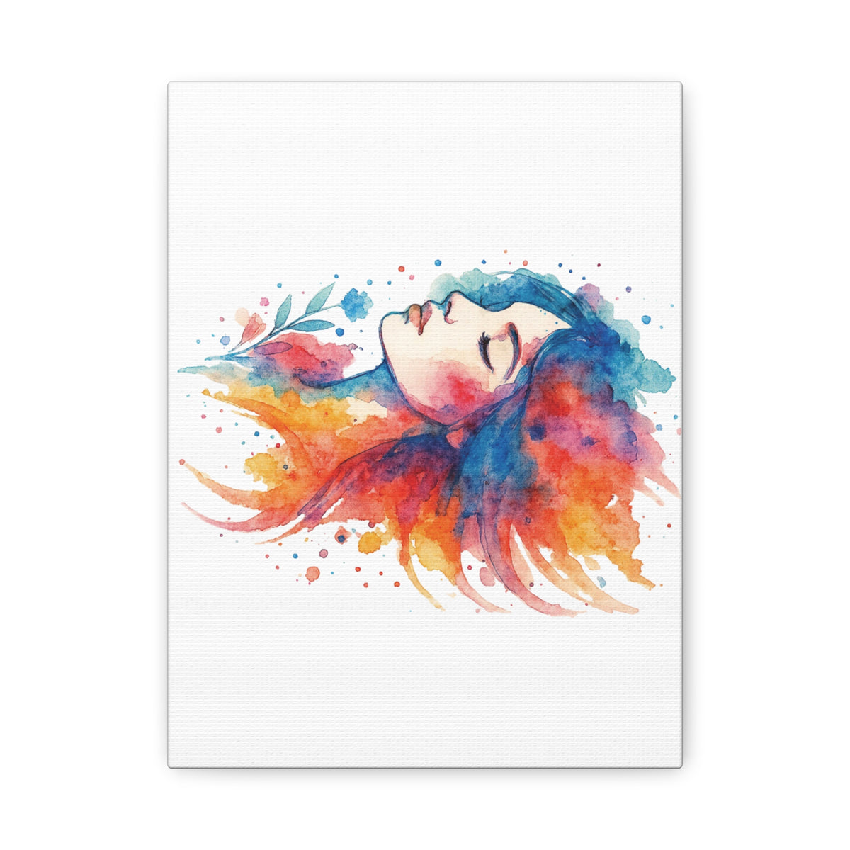 Watercolor Art Canvas, Colorful Home Decor, Boho Wall Art, Gift for Her, Colorful Portrait, Art for Living Room, Unique Gift Idea