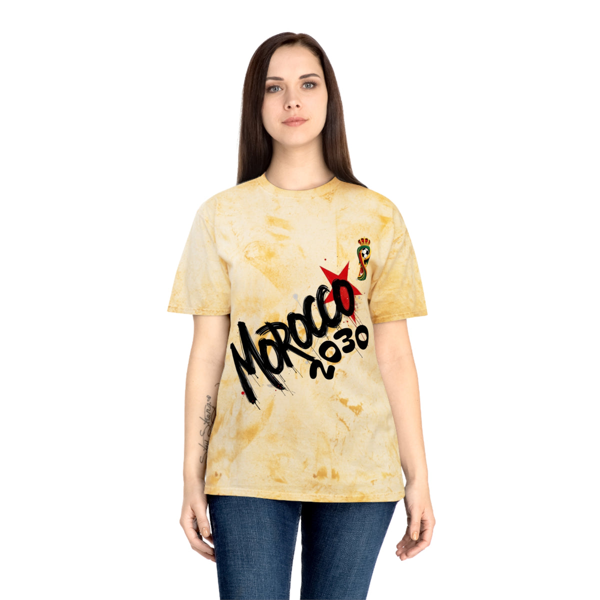 Unisex Color Blast T-Shirt, Morocco 2030 Tee, Trendy Graphic Shirt, Casual [...]