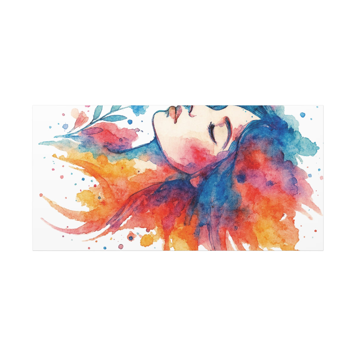Watercolor Art Canvas, Colorful Home Decor, Boho Wall Art, Gift for Her, Colorful Portrait, Art for Living Room, Unique Gift Idea