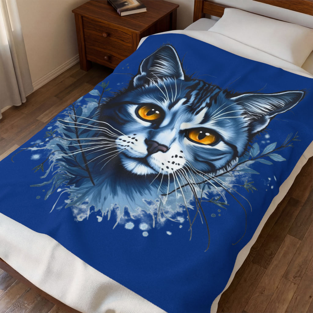 Cozy Cat Themed Velveteen Plush Blanket | Feline Lover Gift, Cat Decor, Soft Throw, Pet Lover Blanket, Unique Home Decor, chat