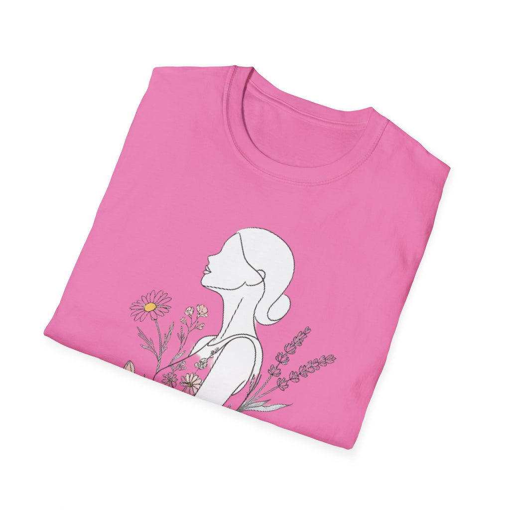 Floral Silhouette Unisex T-Shirt | Softstyle Tee | Nature Lover Gift, Spring Fashion, Casual Wear, Art-Inspired Shirt, Botanical Tee