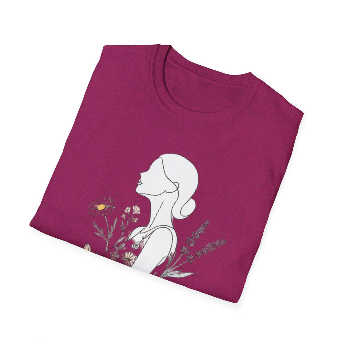 Floral Silhouette Unisex T-Shirt | Softstyle Tee | Nature Lover Gift, Spring Fashion, Casual Wear, Art-Inspired Shirt, Botanical Tee