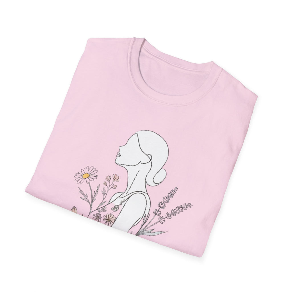 Floral Silhouette Unisex T-Shirt | Softstyle Tee | Nature Lover Gift, Spring Fashion, Casual Wear, Art-Inspired Shirt, Botanical Tee