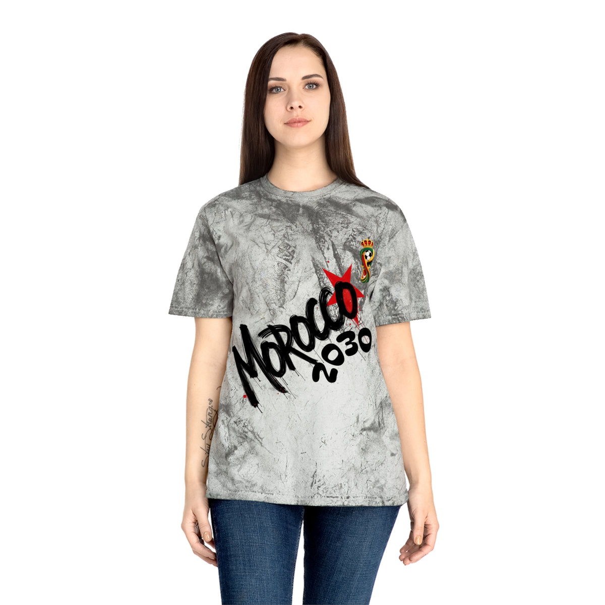 Unisex Color Blast T-Shirt, Morocco 2030 Tee, Trendy Graphic Shirt, Casual [...]