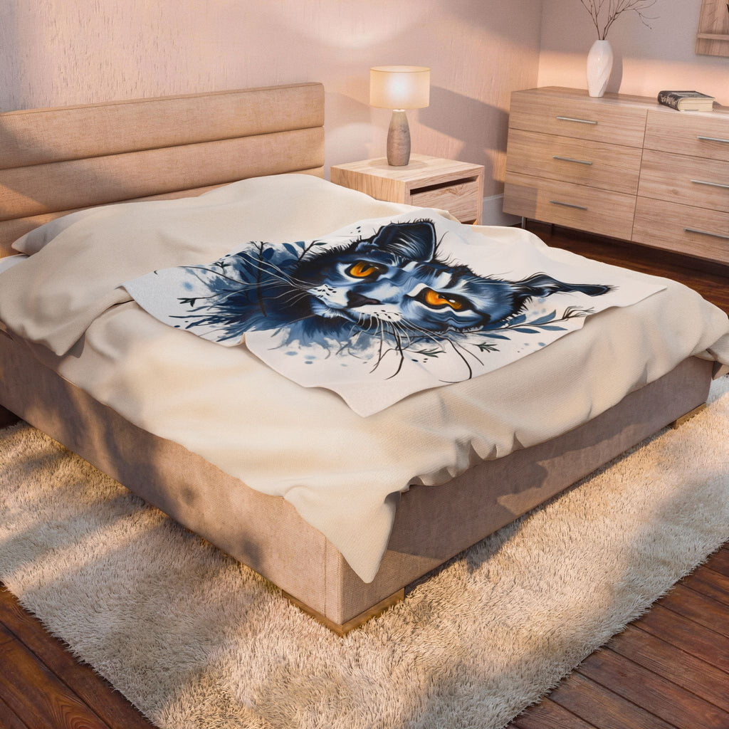 Cozy Cat-Themed Velveteen Plush Blanket for Cat Lovers, Warm Home Decor, Gift for Pet Owners, Soft Throw Blanket, Cat Lover's Gift, chat