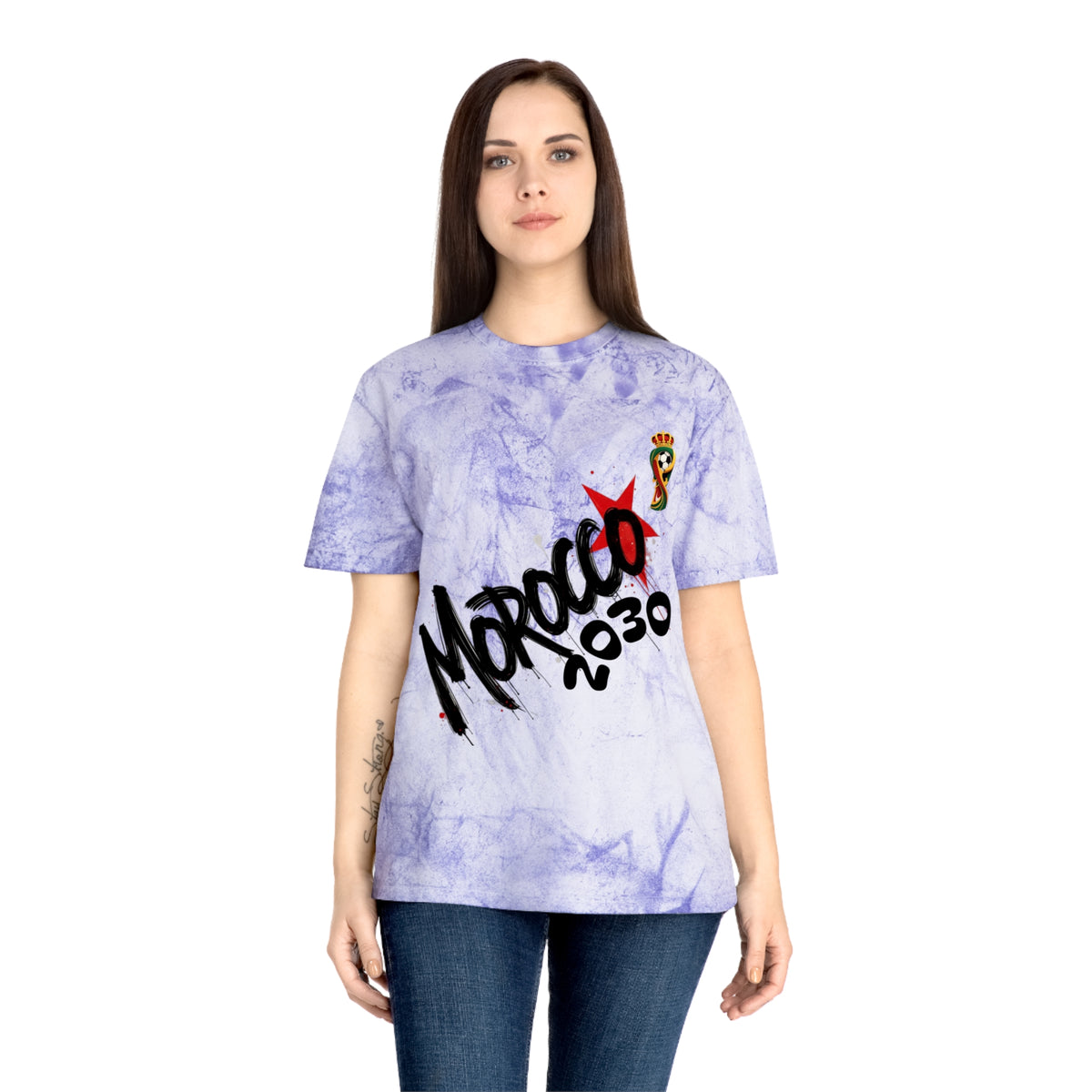 Unisex Color Blast T-Shirt, Morocco 2030 Tee, Trendy Graphic Shirt, Casual [...]