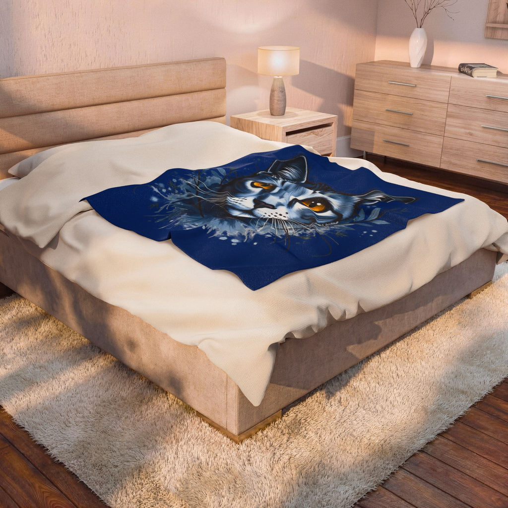 Cozy Cat Themed Velveteen Plush Blanket | Feline Lover Gift, Cat Decor, Soft Throw, Pet Lover Blanket, Unique Home Decor, chat