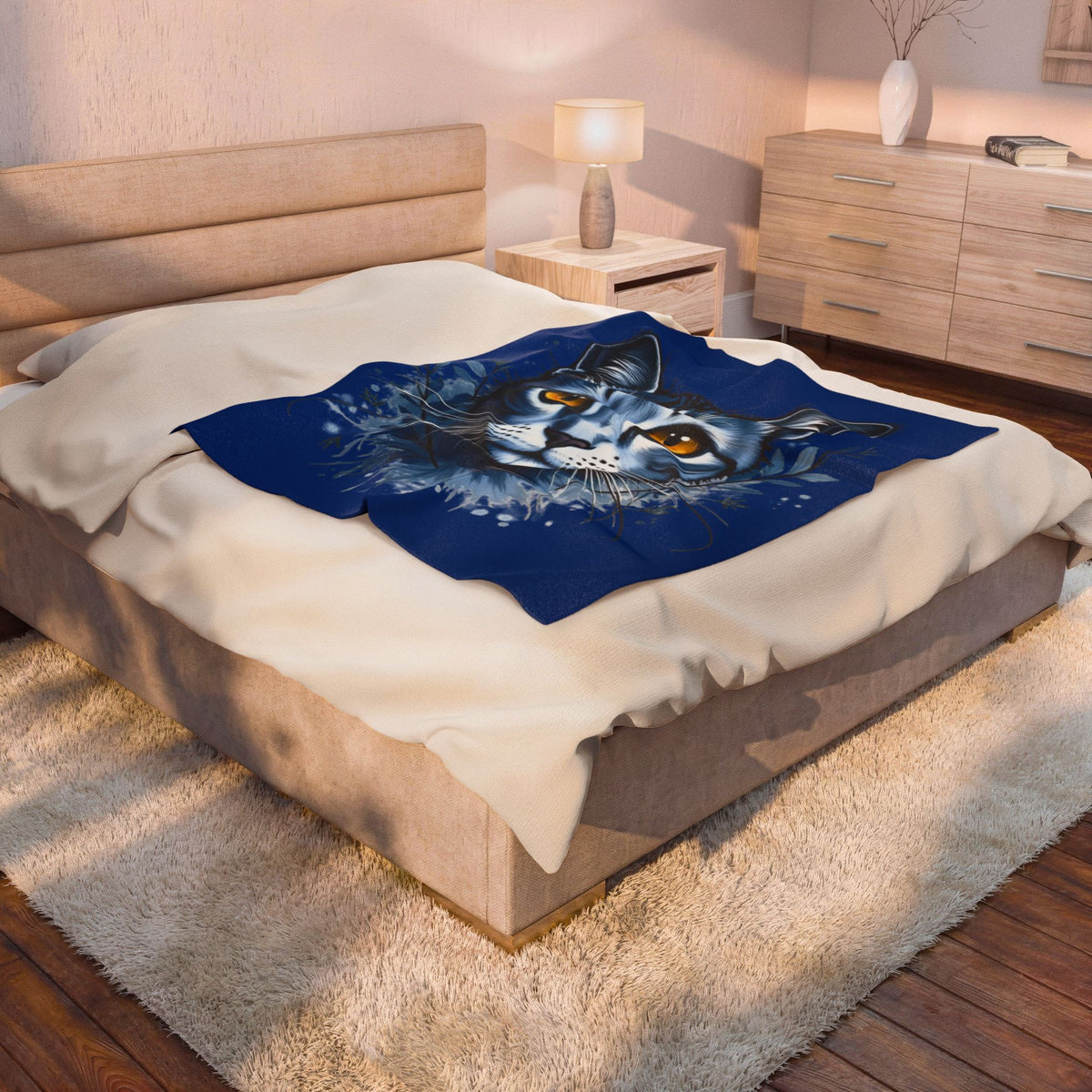 Cozy Cat Themed Velveteen Plush Blanket | Feline Lover Gift, Cat Decor, Soft Throw, Pet Lover Blanket, Unique Home Decor, chat