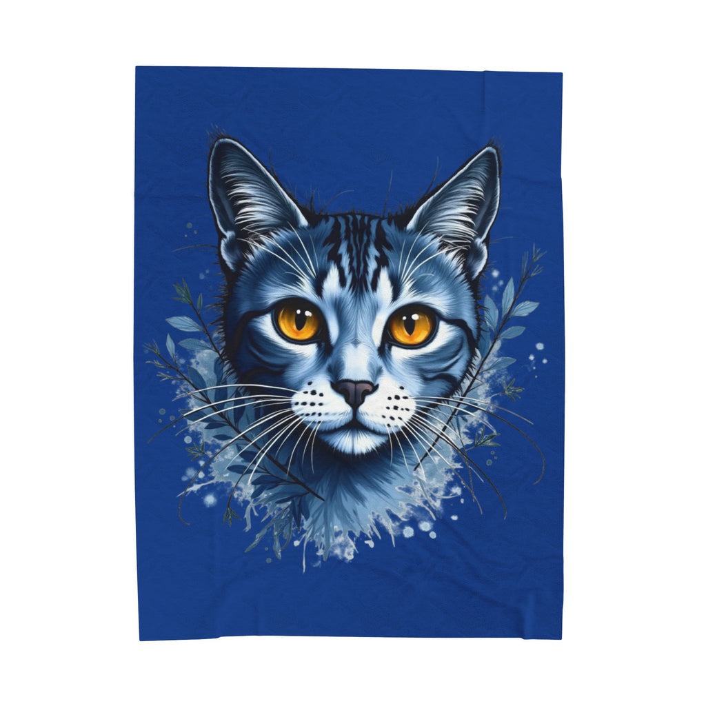 Cozy Cat Themed Velveteen Plush Blanket | Feline Lover Gift, Cat Decor, Soft Throw, Pet Lover Blanket, Unique Home Decor, chat