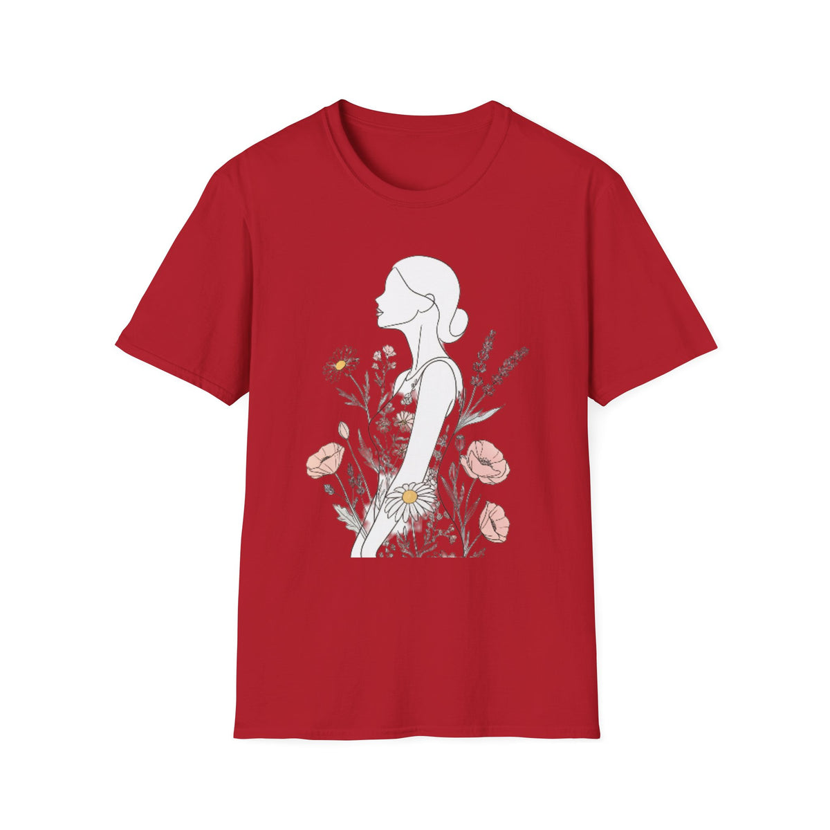 Floral Silhouette Unisex T-Shirt | Softstyle Tee | Nature Lover Gift, Spring Fashion, Casual Wear, Art-Inspired Shirt, Botanical Tee