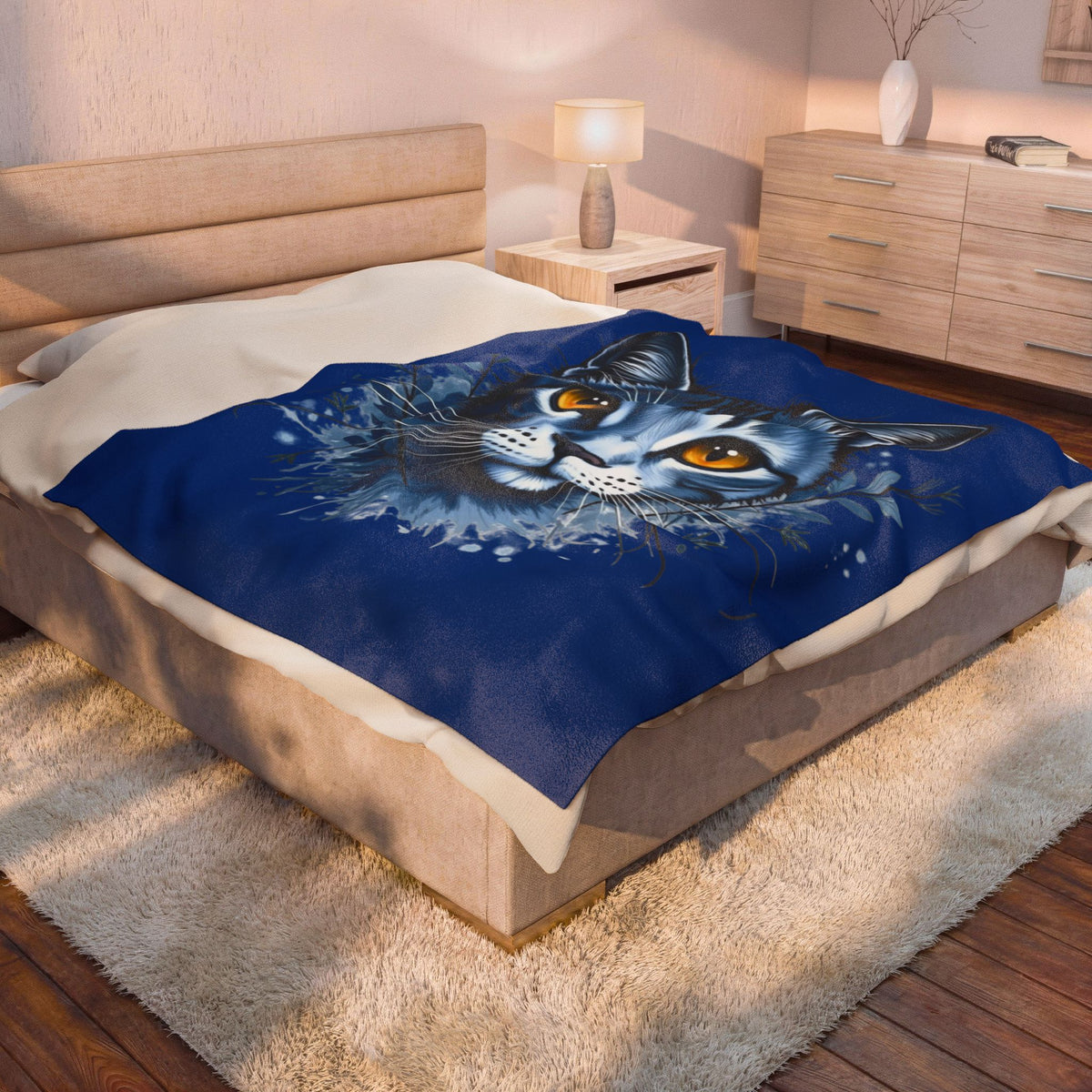 Cozy Cat Themed Velveteen Plush Blanket | Feline Lover Gift, Cat Decor, Soft Throw, Pet Lover Blanket, Unique Home Decor, chat