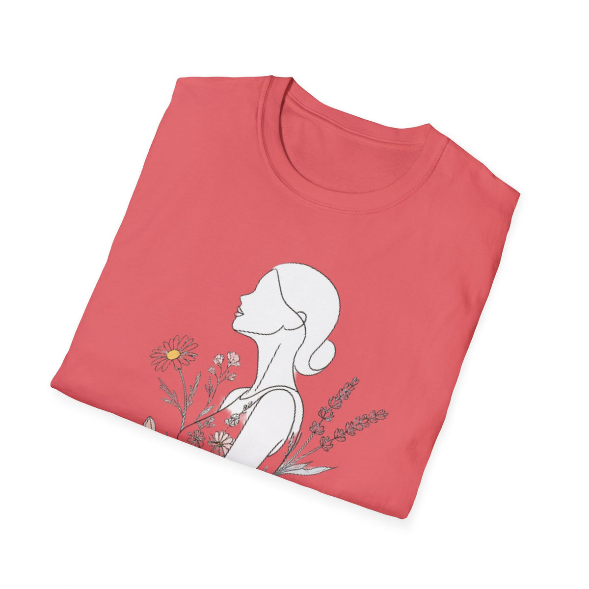 Floral Silhouette Unisex T-Shirt | Softstyle Tee | Nature Lover Gift, Spring Fashion, Casual Wear, Art-Inspired Shirt, Botanical Tee