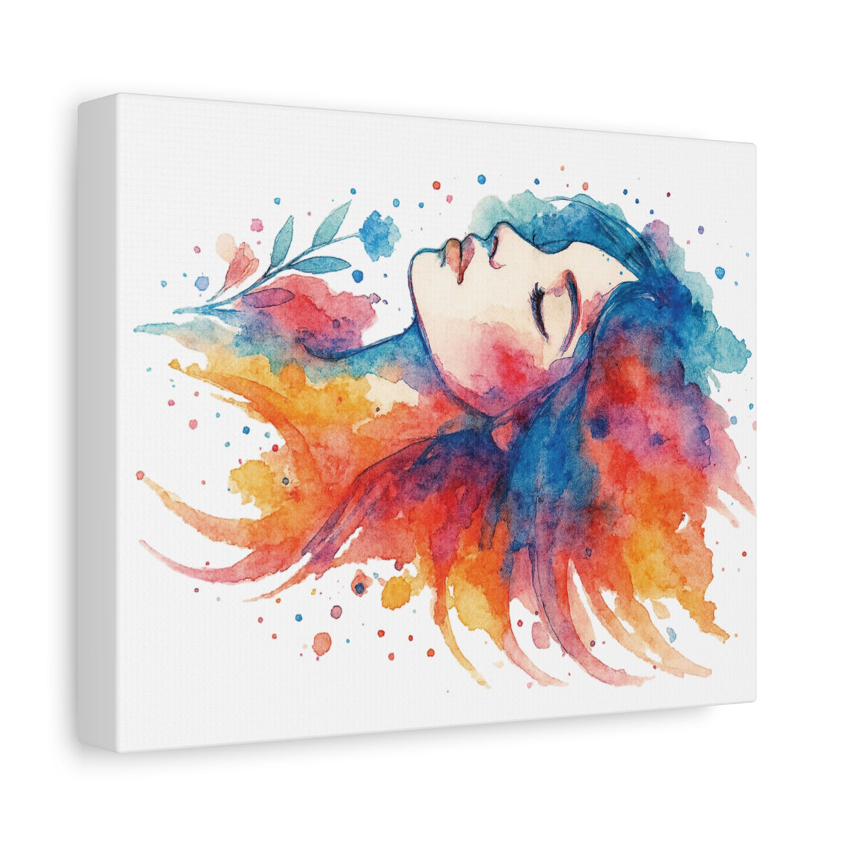 Watercolor Art Canvas, Colorful Home Decor, Boho Wall Art, Gift for Her, Colorful Portrait, Art for Living Room, Unique Gift Idea