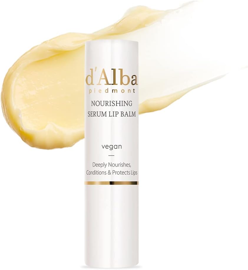 Baume sérum nourrissant pour lèvres d'Alba, tube blanc et produit crème
