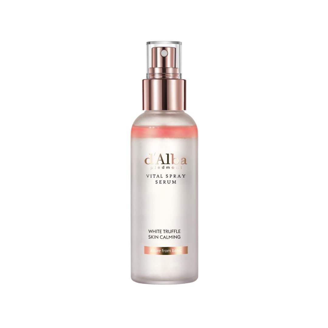 Spray visage d’Alba en flacon blanc rosé, bouchon argenté, pompe spray.