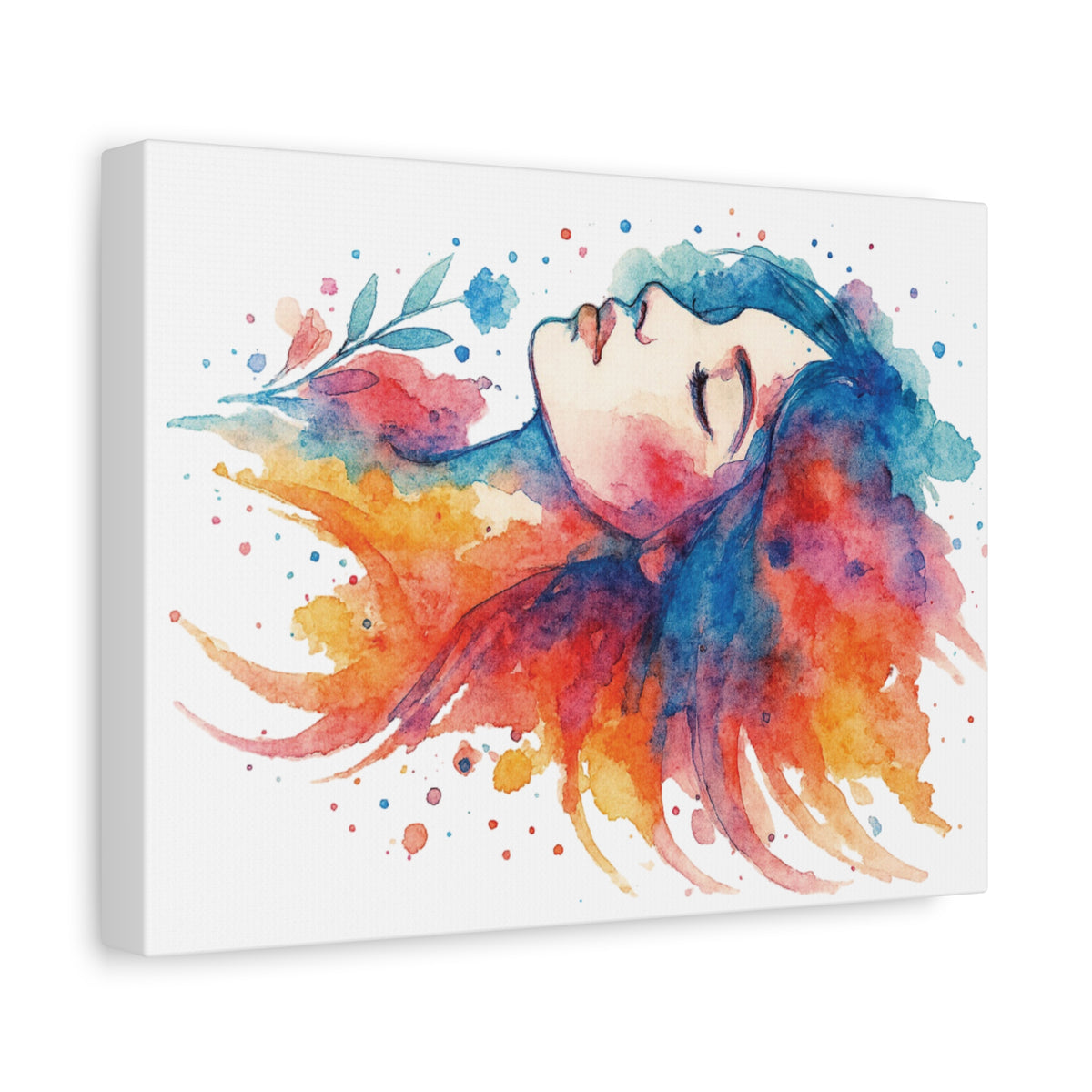 Watercolor Art Canvas, Colorful Home Decor, Boho Wall Art, Gift for Her, Colorful Portrait, Art for Living Room, Unique Gift Idea