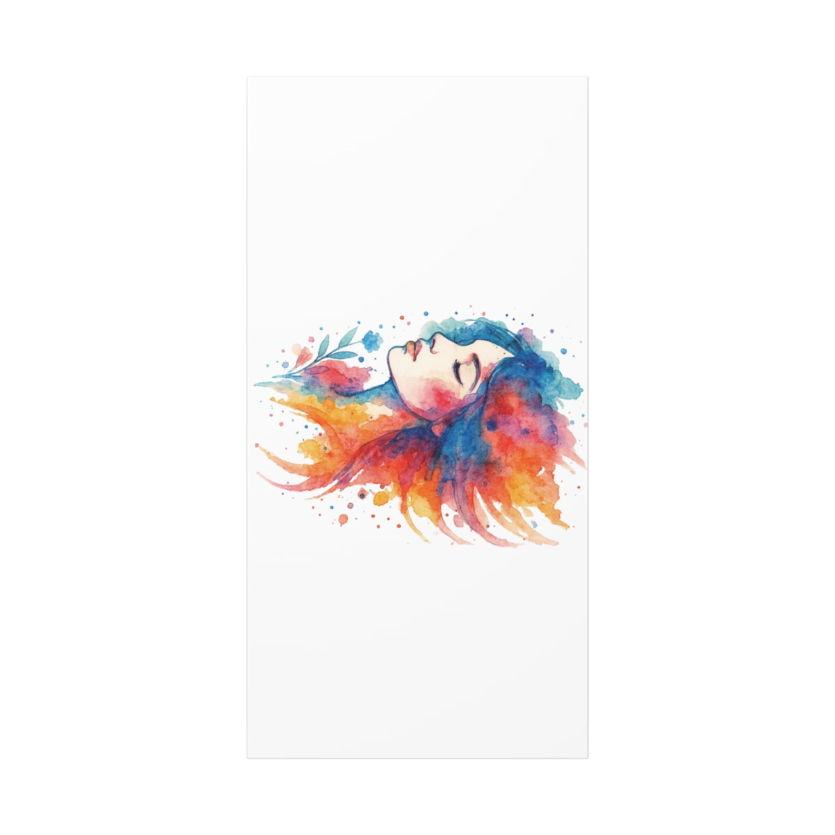 Watercolor Art Canvas, Colorful Home Decor, Boho Wall Art, Gift for Her, Colorful Portrait, Art for Living Room, Unique Gift Idea