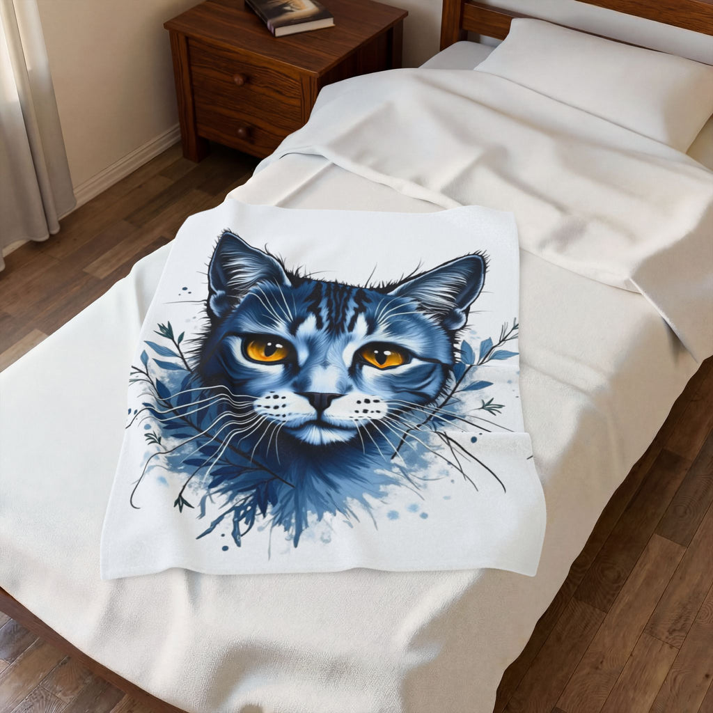 Cozy Cat-Themed Velveteen Plush Blanket for Cat Lovers, Warm Home Decor, Gift for Pet Owners, Soft Throw Blanket, Cat Lover's Gift, chat