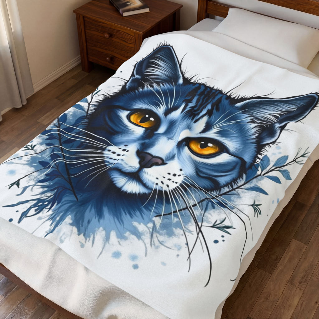 Cozy Cat-Themed Velveteen Plush Blanket for Cat Lovers, Warm Home Decor, Gift for Pet Owners, Soft Throw Blanket, Cat Lover's Gift, chat