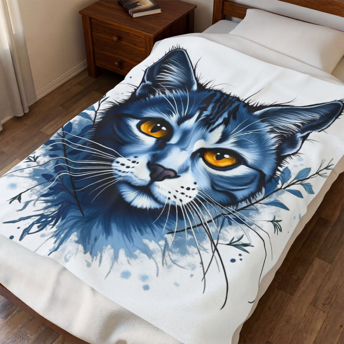 Cozy Cat-Themed Velveteen Plush Blanket for Cat Lovers, Warm Home Decor, Gift for Pet Owners, Soft Throw Blanket, Cat Lover's Gift, chat
