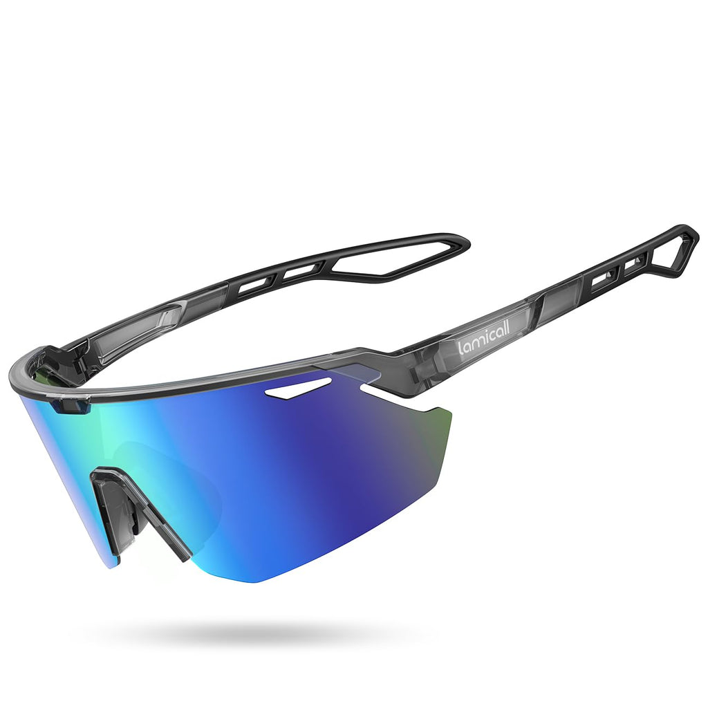 Lamicall Polarized Sports Sunglasses Men Women, [24g Ultralight] Adjustable Nose Pad Sports Goggles for Bike Hiking Running