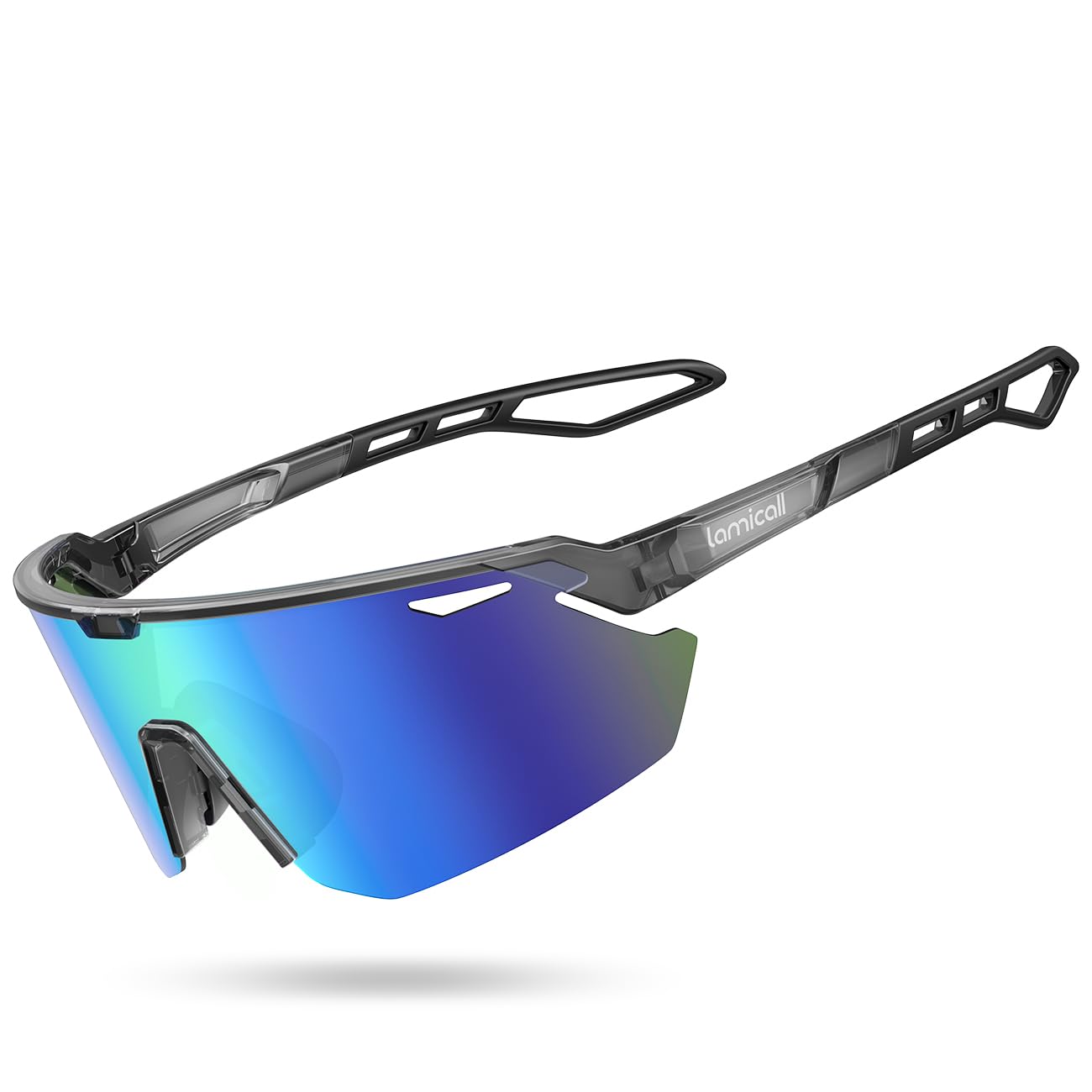 Lamicall Polarized Sports Sunglasses Men Women, [24g Ultralight] Adjustable Nose Pad Sports Goggles for Bike Hiking Running