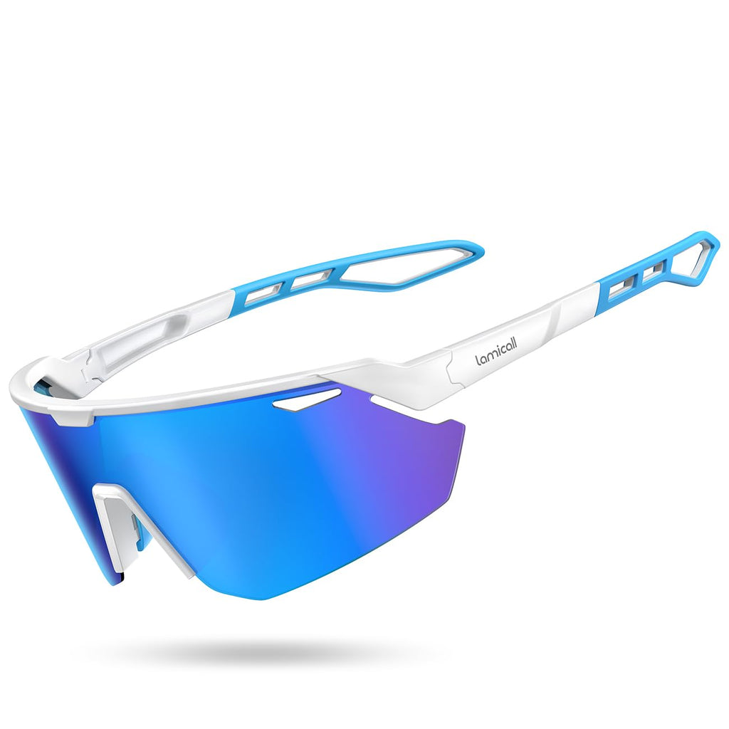 Lamicall Polarized Sports Sunglasses Men Women, [24g Ultralight] Adjustable Nose Pad Sports Goggles for Bike Hiking Running