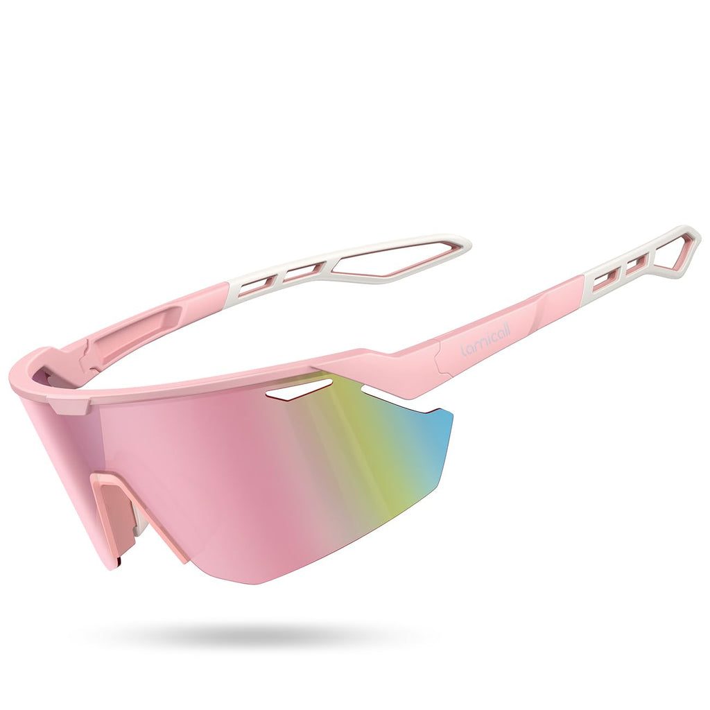 Lamicall Polarized Sports Sunglasses Men Women, [24g Ultralight] Adjustable Nose Pad Sports Goggles for Bike Hiking Running