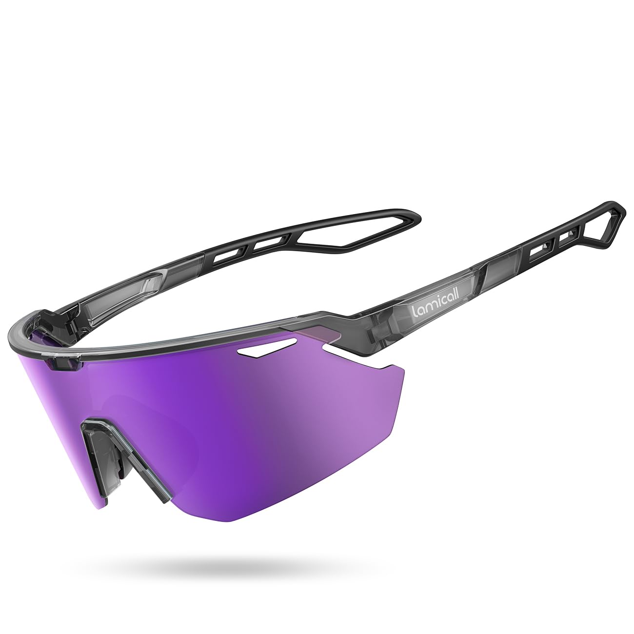 Lamicall Polarized Sports Sunglasses Men Women, [24g Ultralight] Adjustable Nose Pad Sports Goggles for Bike Hiking Running