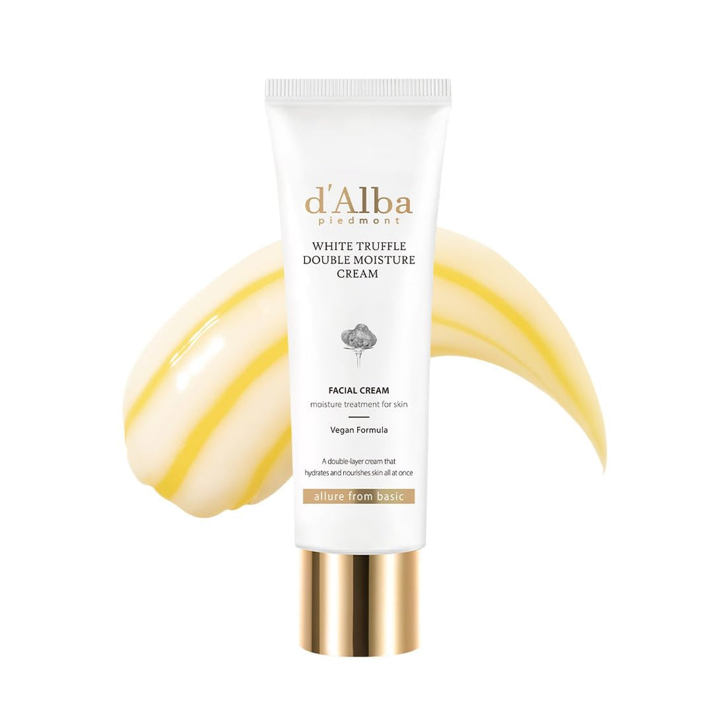 Tube de crème pour le visage Truffe Blanche d’Alba, bouchon doré et texture jaune crème