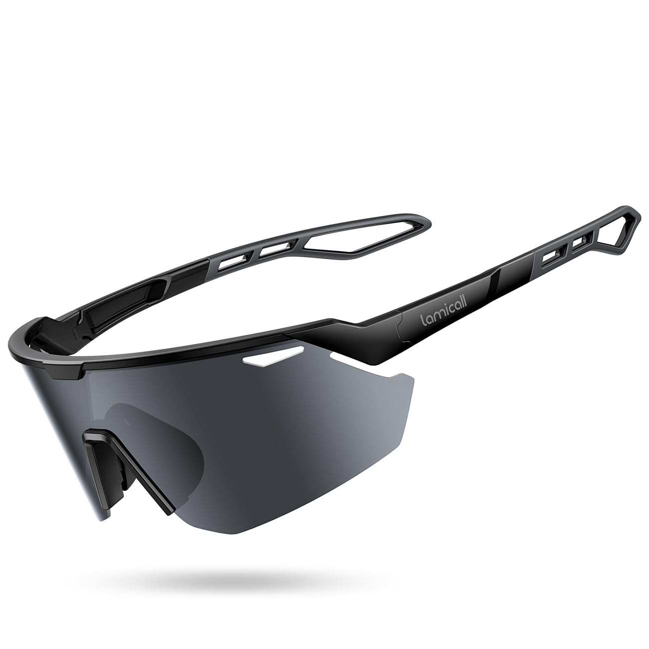 Lamicall Polarized Sports Sunglasses Men Women, [24g Ultralight] Adjustable Nose Pad Sports Goggles for Bike Hiking Running