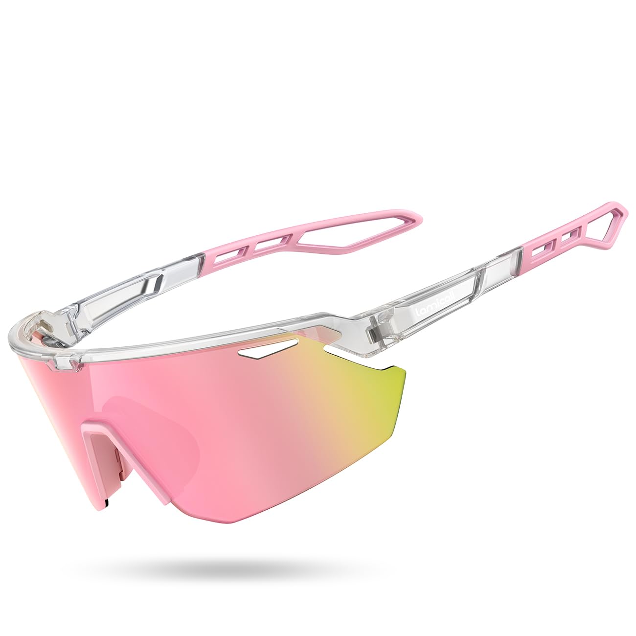 Lamicall Polarized Sports Sunglasses Men Women, [24g Ultralight] Adjustable Nose Pad Sports Goggles for Bike Hiking Running
