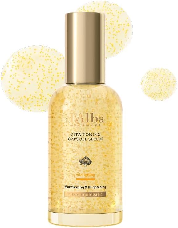 Flacon de sérum capsule Vita Toning, verre ambré avec bouchon doré
