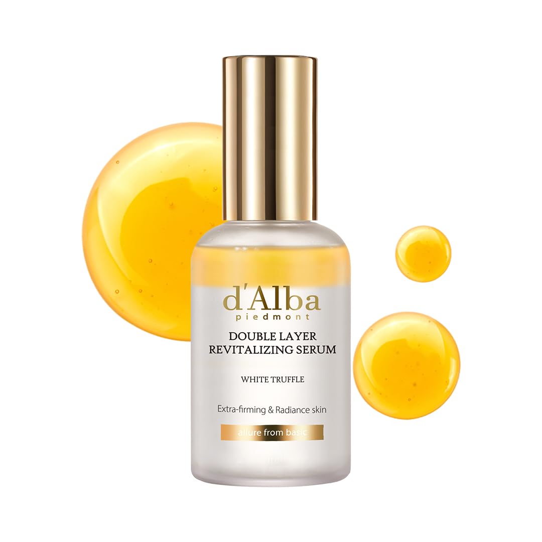 Sérum revitalisant double couche d'Alba, flacon blanc et capuchon doré, 50 ml