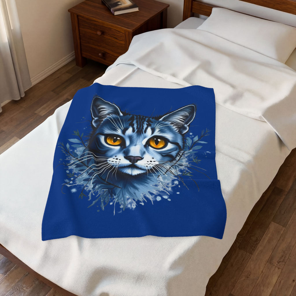 Cozy Cat Themed Velveteen Plush Blanket | Feline Lover Gift, Cat Decor, Soft Throw, Pet Lover Blanket, Unique Home Decor, chat