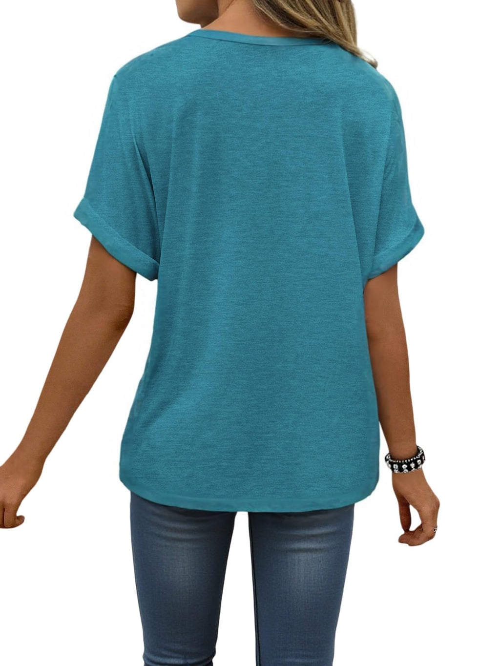 isermeo Womens T Shirts Short Sleeve V Neck Tees Fashion Tops 2026 Trendy Soft Casual Blouse Summer Outfits S-XXL