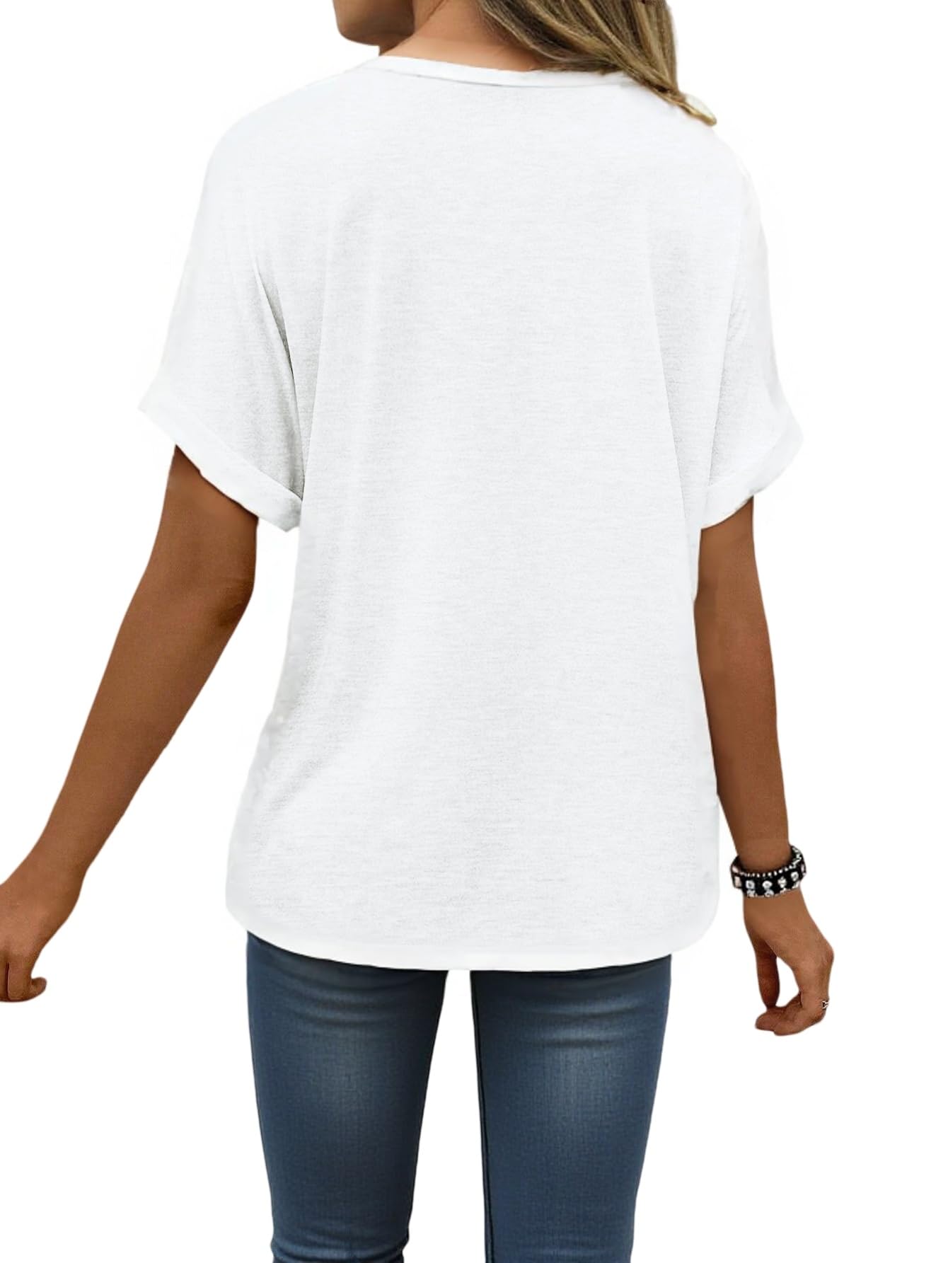 isermeo Womens T Shirts Short Sleeve V Neck Tees Fashion Tops 2026 Trendy Soft Casual Blouse Summer Outfits S-XXL