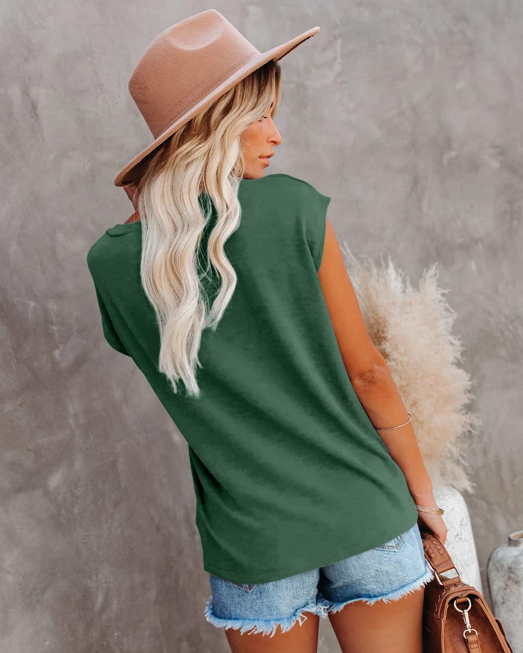 isermeo Womens Cap Sleeve Summer Tops Trendy Tank Tops Lace V Neck Loose Fit Shirts S-XXL