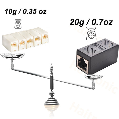 Lot de deux adaptateurs Ethernet RJ45 femelle-femelle noirs pour prolonger le câble