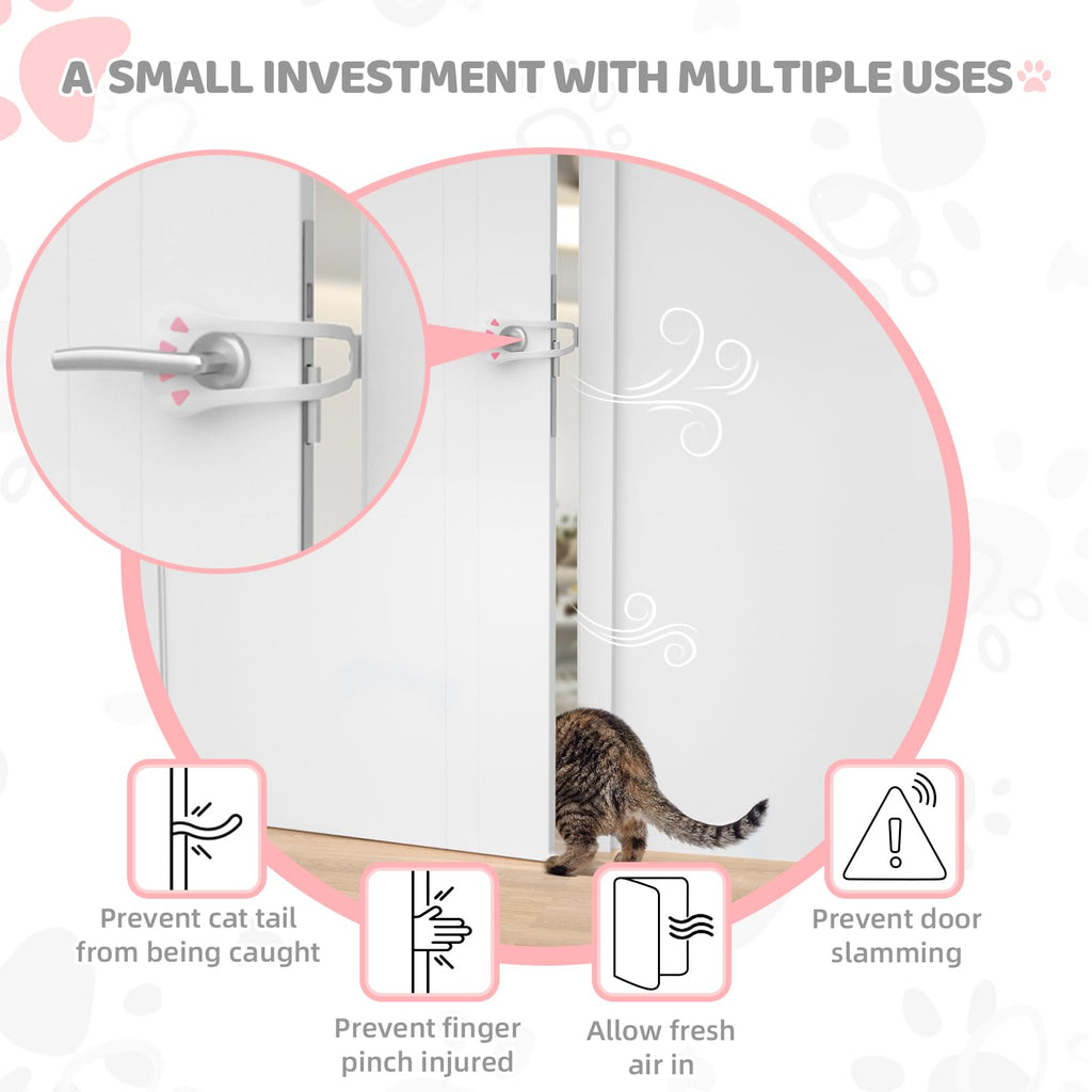 Cat Door Latch, Adjustable Cat Door Stopper Dog Proof Cat Litter Box with Door Access from 1.1" to 5.5", Sturdy Pet Door Latch Holder Easy to Install and Use, No Ruin Paints, No Drill or Cut (2 Pack)