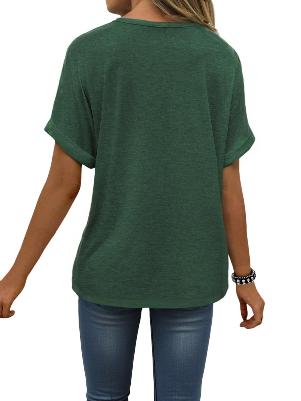 isermeo Womens T Shirts Short Sleeve V Neck Tees Fashion Tops 2026 Trendy Soft Casual Blouse Summer Outfits S-XXL