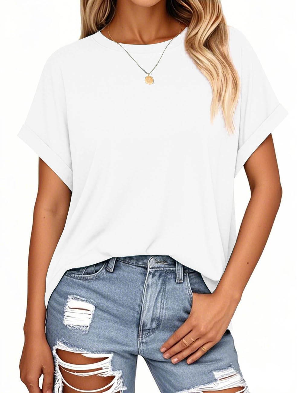 isermeo Womens Oversized Tops Casual Shirts Loose Fit Short Sleeve Business Tshirts Summer Tee Fashion Outfit Trendy 2026