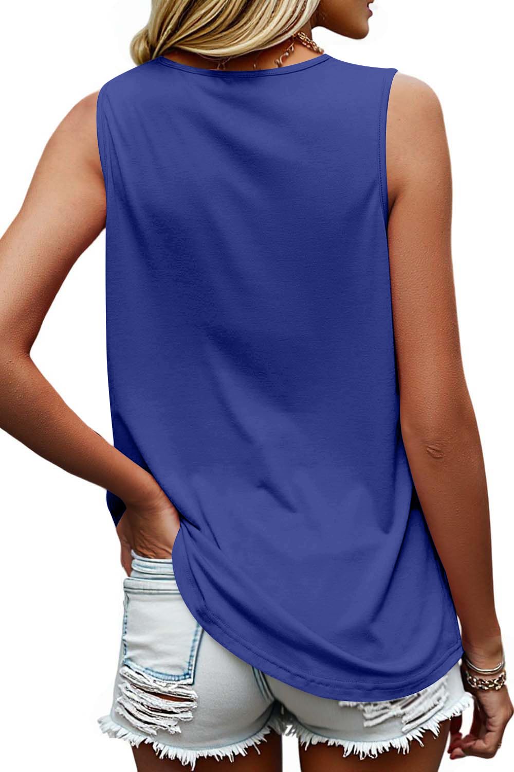 isermeo Summer Tank Tops for Women Loose Fit Pleated Square Neck Sleeveless Shirt Flowy Tops S-XXL