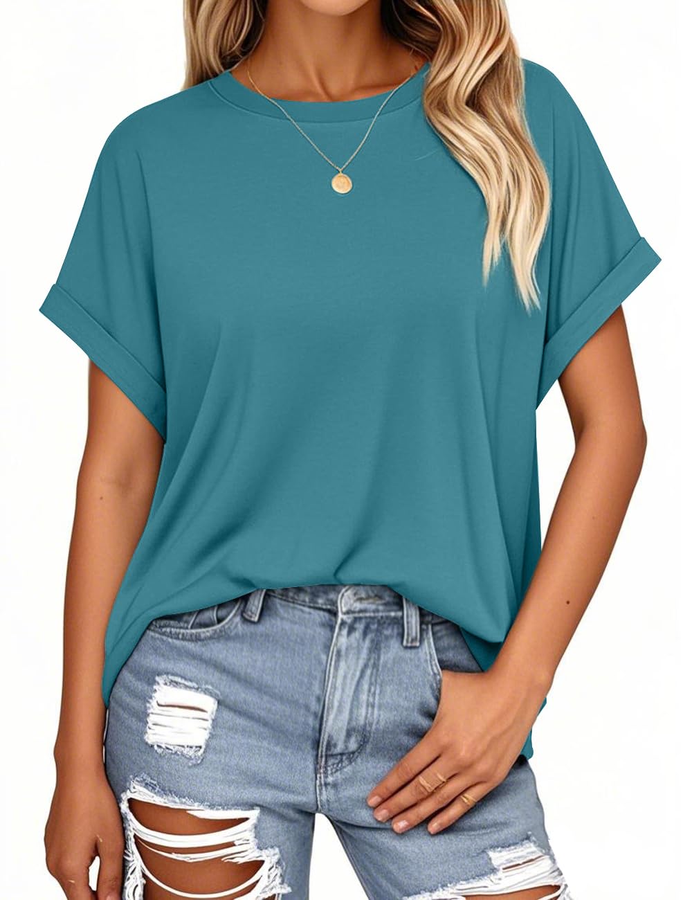 isermeo Womens Oversized Tops Casual Shirts Loose Fit Short Sleeve Business Tshirts Summer Tee Fashion Outfit Trendy 2026