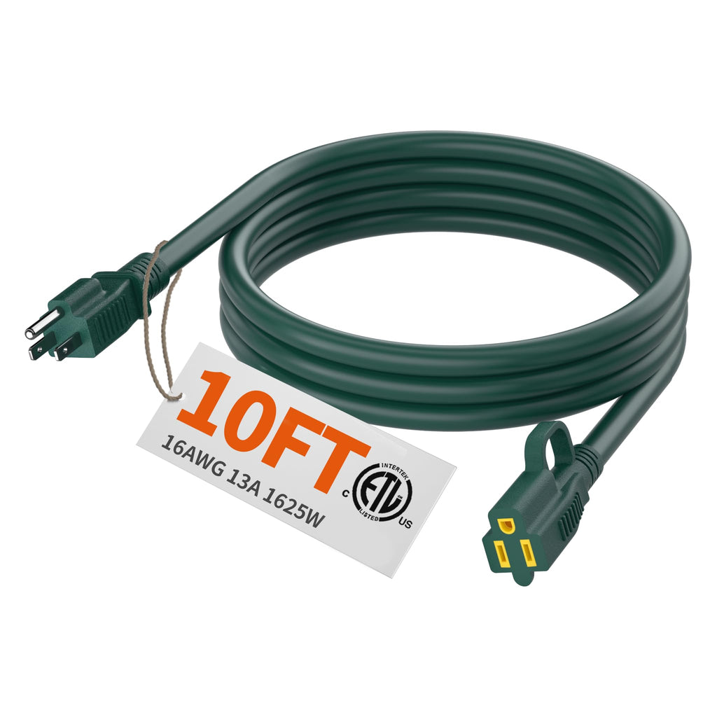 HUANCHAIN Indoor Outdoor Black Extension Cord 15 ft Waterproof, 16/3 Gauge Flexible Cold-Resistant Appliance Extension Cable Outside, 13A 1625W 16AWG SJTW, 3 Prong Electric Cord, ETL