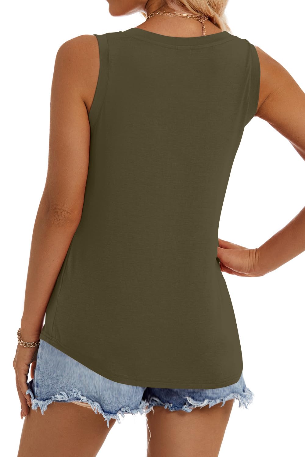 isermeo Women Summer Tops Deep V Neck Tank Top Loose Fit Flowy Sleeveless Shirt Trendy 2025 S-XXL
