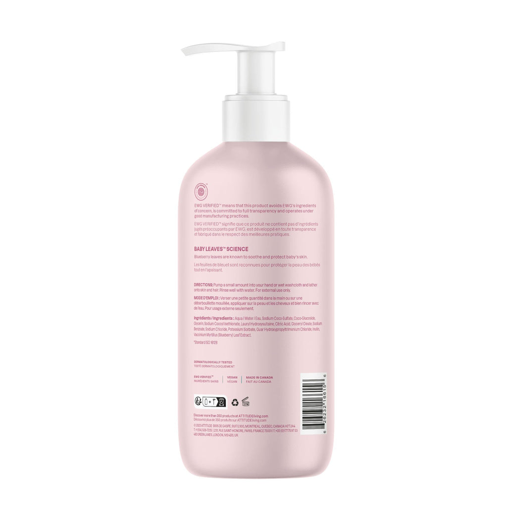 ATTITUDE Baby 2-in-1 Shampoo and Body Wash, Made in Canada, EWG Verified, Dermatologically Tested, Vegan, Good Night, 473 mL