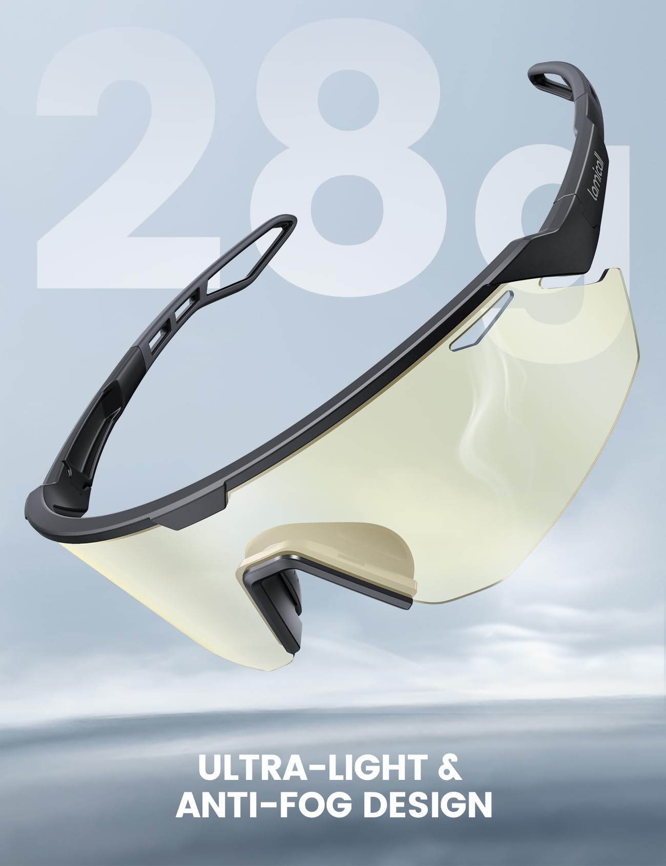 Lamicall Polarized Sports Sunglasses Men Women, [24g Ultralight] Adjustable Nose Pad Sports Goggles for Bike Hiking Running