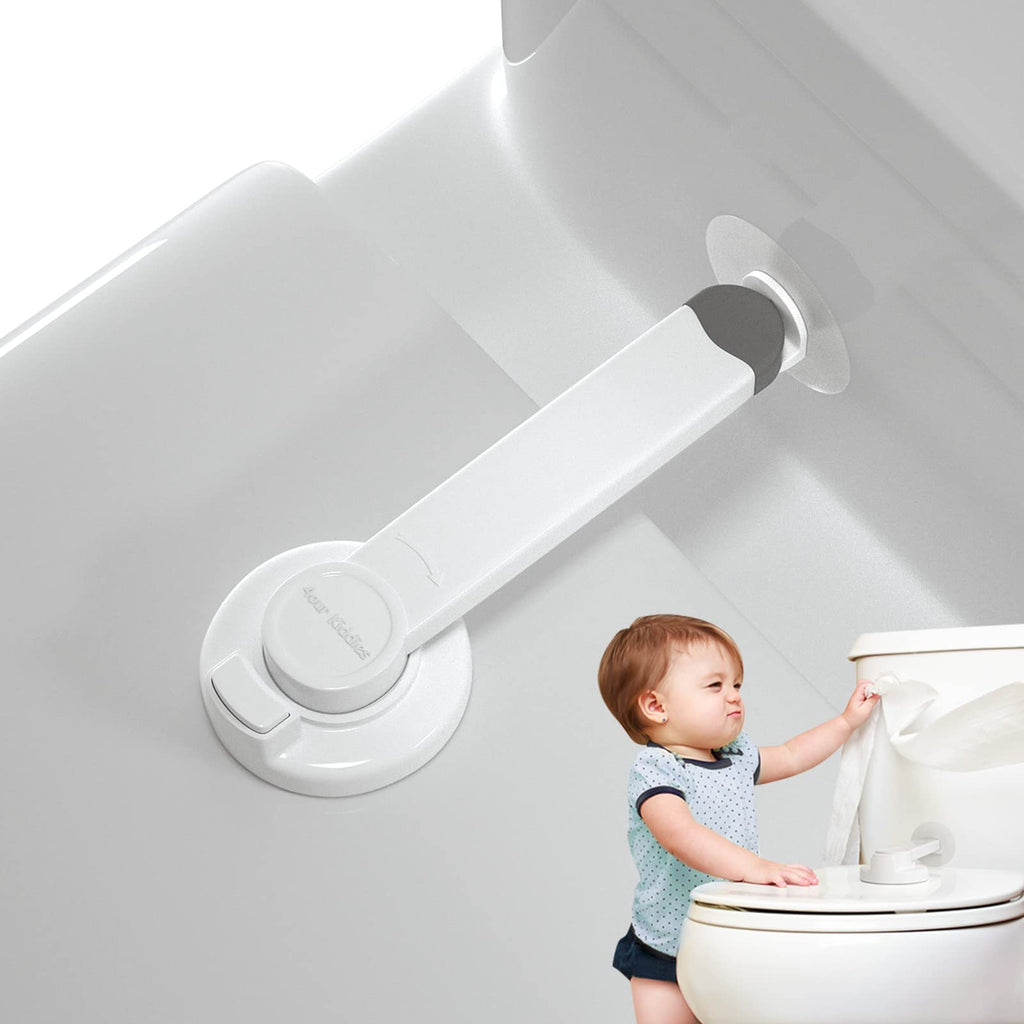 4our Kiddies Baby Toilet Lock for Child Safety, Baby Proof Toilet Seat Lock with Extra Pallet Fit for Most Standard Toilet, Easy Intallation Toilet Lid Lock with Extra 3M Adhesive (1 Pack)