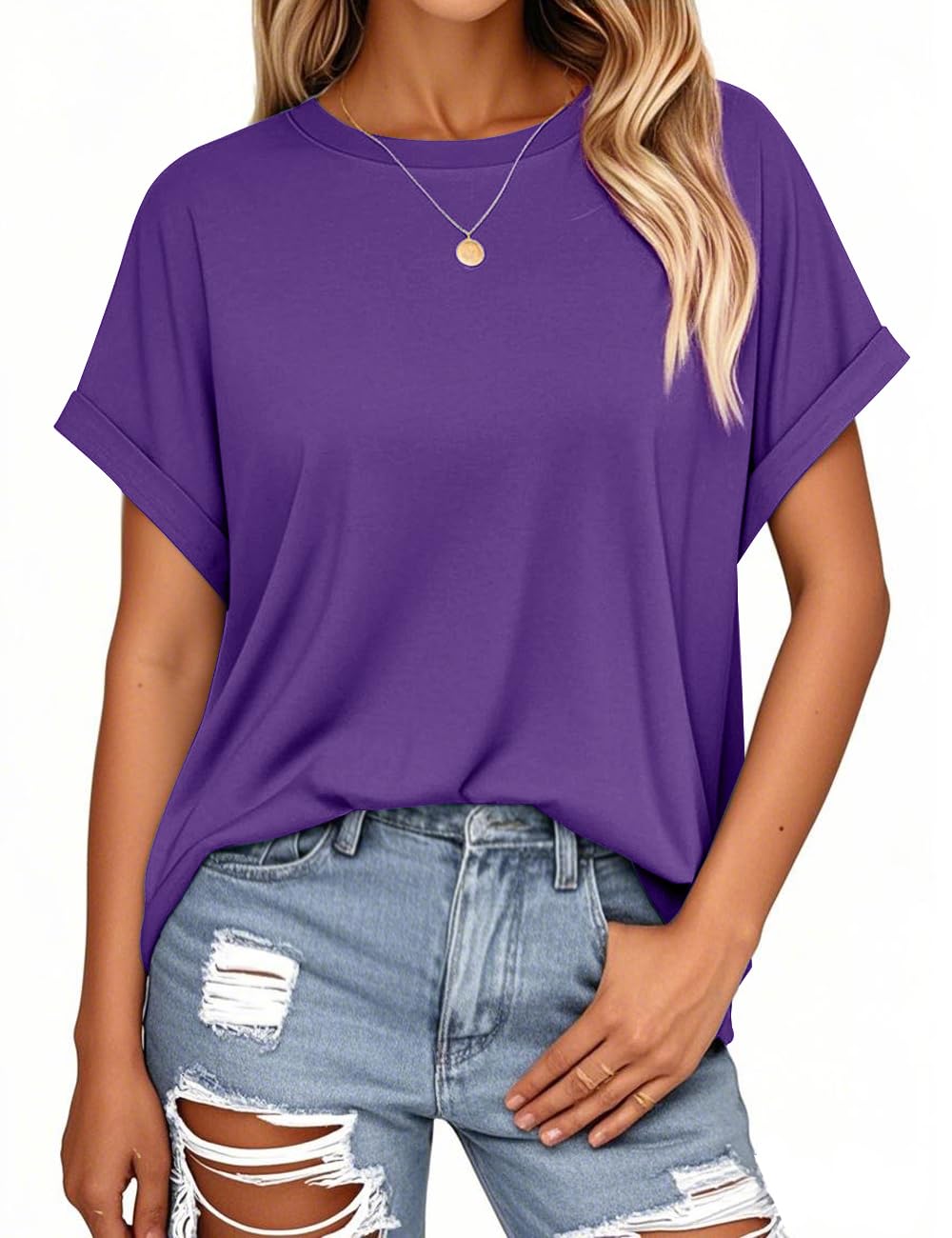 isermeo Womens Oversized Tops Casual Shirts Loose Fit Short Sleeve Business Tshirts Summer Tee Fashion Outfit Trendy 2026